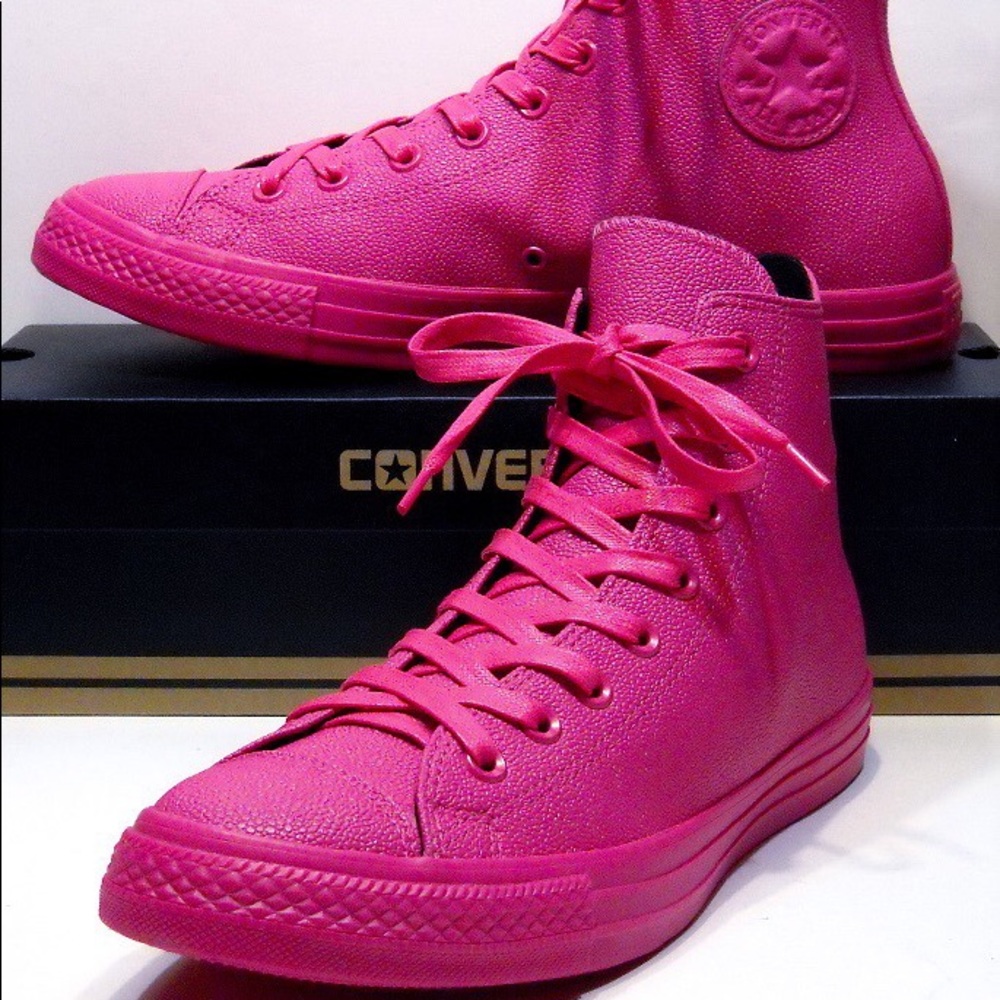 Hot Pink Pebbled Leather All Star Converse
